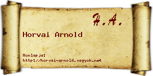 Horvai Arnold névjegykártya